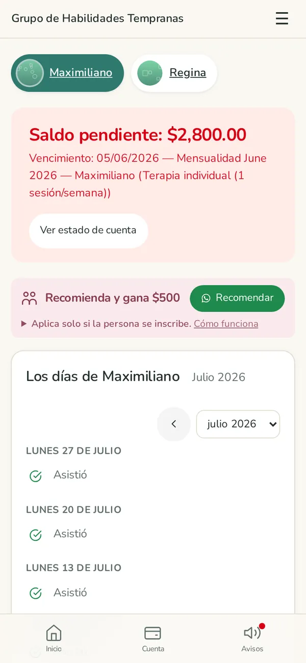 Portal para padres en el celular